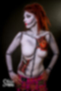 Skin City Body Painting Halloween Lady Frankenstein